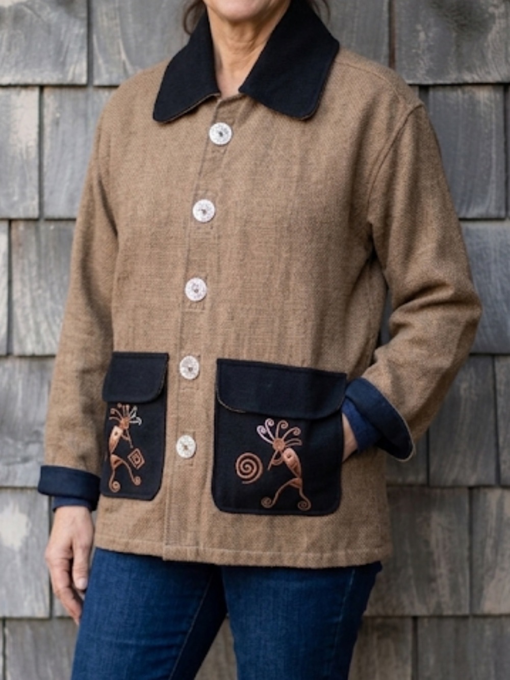 Kokopelli Venus Imports Boutique Embroidered Jacket Women Size S